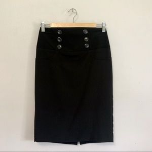 BCX Black Button Detail Pencil Skirt